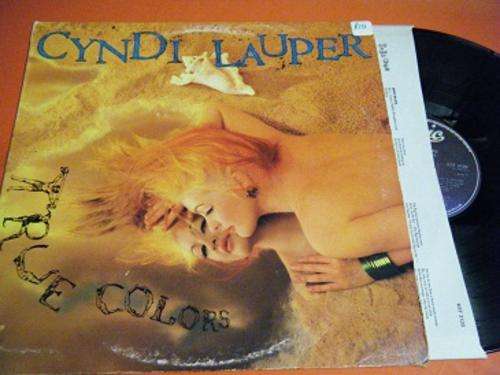 CYNDI LAUPER-TRUE COLORS LP-COVER HAS SOME RING WEAR-LP IN EXCELLENT CONDITION