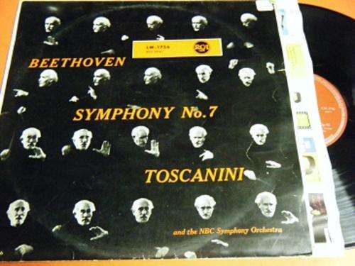 BEETHOVEN SYMPHONY NO.7-TOSCANINI LP- COVER HAVE RING WEAR BOTH SIDES-VINYL IN VERY GOOD CONDITION
