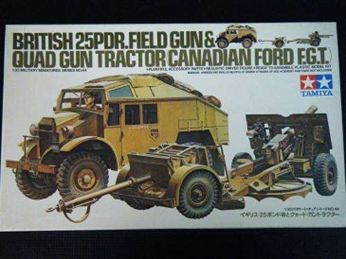 BRITISH 25PDR.FIELD GUN&QUAD TRACTOR(CANADIAN FORD F.G.T.)-BY TAMIYA-1:35 SCALE