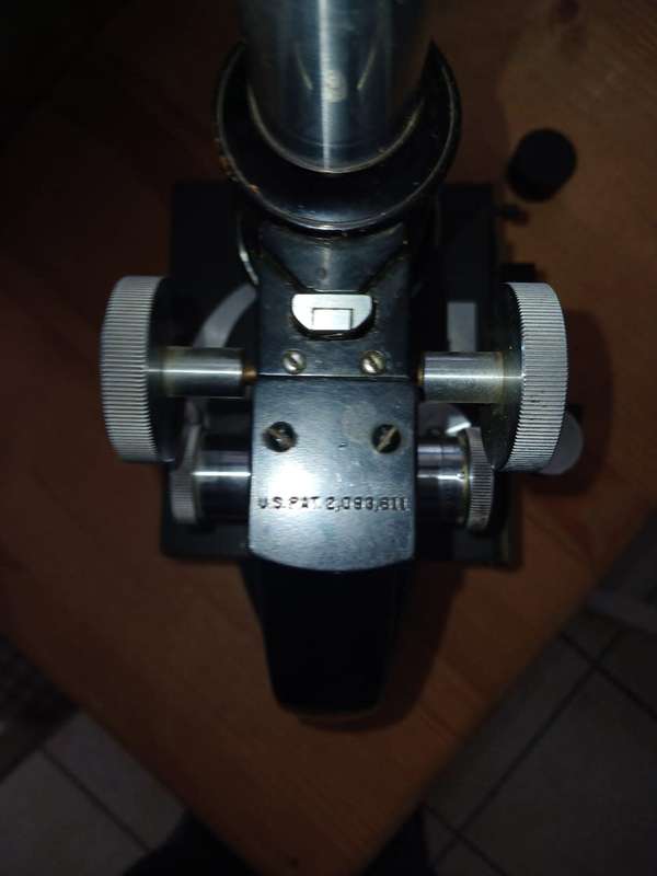 Vintage Bausch and Lomb AL40 Optical Co. Microscope US Pat 2,093,611 in wooden case