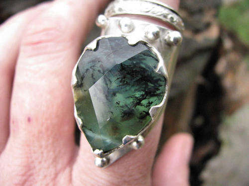 Sterling silver blue peruvian opal ring handmade