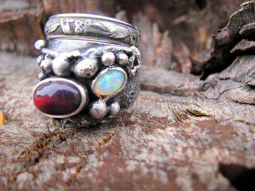 Sterling silver opal ring handmade