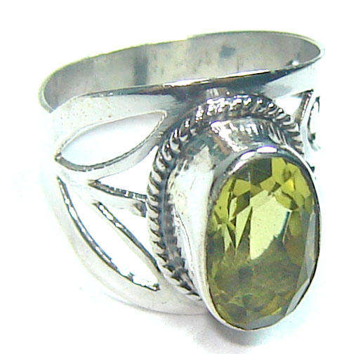 BEAUTIFUL LEMON QUARTZ SILVER RING