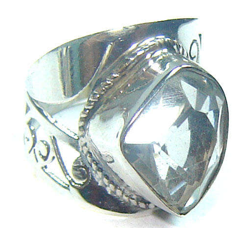 NEW STERLING SILVER ROCK CRYSTAL RING