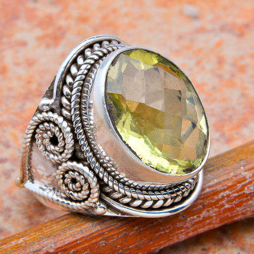 NEW STERLING SILVER LEMON QUARTZ RING