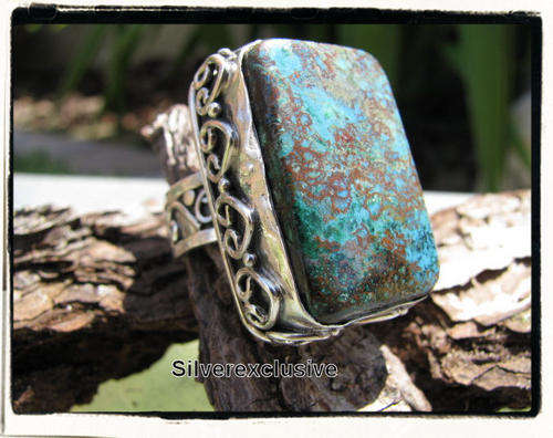 BEAUTIFUL NEW STERLING SILVER CHRYSOCOLLA RING SIZE 7