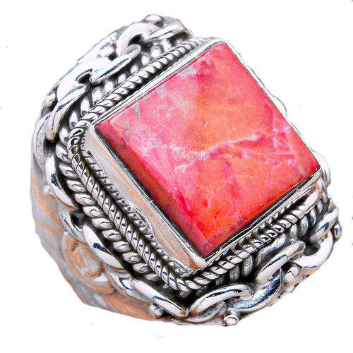 STERLING SILVER ORANGE TURQUOISE RING