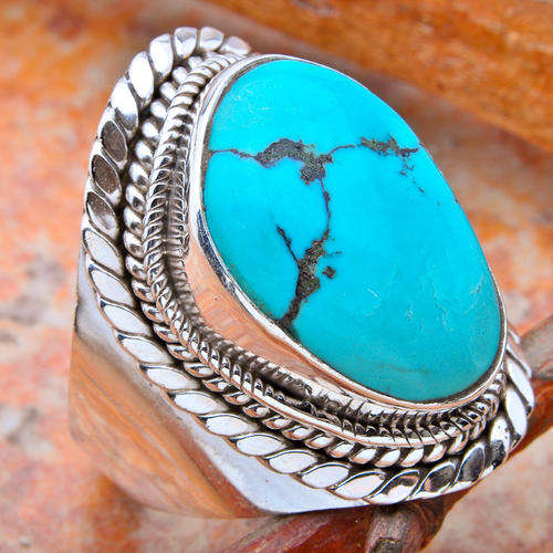 NEW STERLING SILVER TURQUOISE RING SIZE 7.12