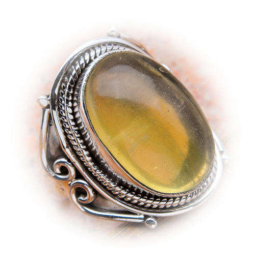 Sterling silver lemon quartz ring