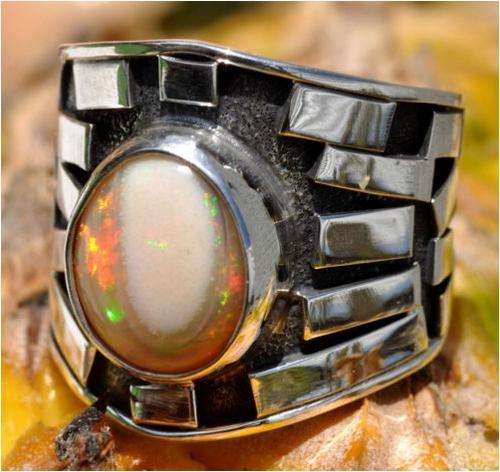 Sterling silver Mexican opal handmade ring