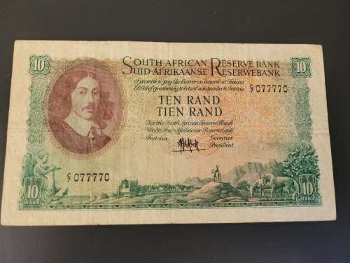 Nice condition ! 1961/62 DeKock R10 banknote ! Rare Find !