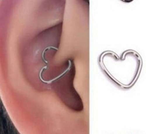 Silver heart daith piercing