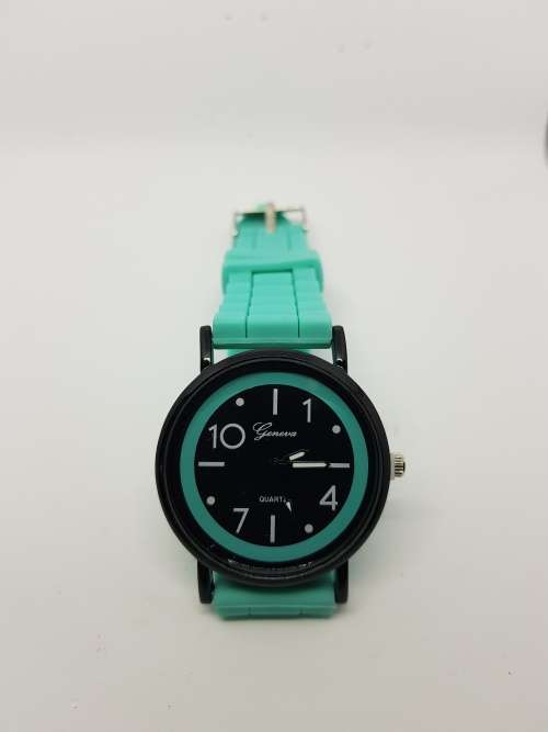 geneva teal rubber watch
