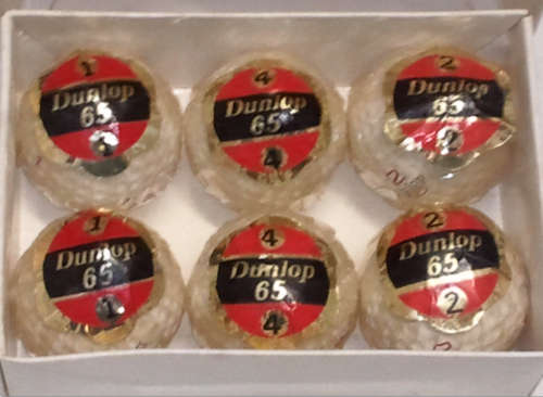 Rare Vintage Box of 6 wrapped Dunlop 65 Golf Balls
