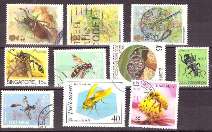 THEMATIC INSECTS SELECTION BID PER STAMP TO TAKE ALL CARD EXCLUDED