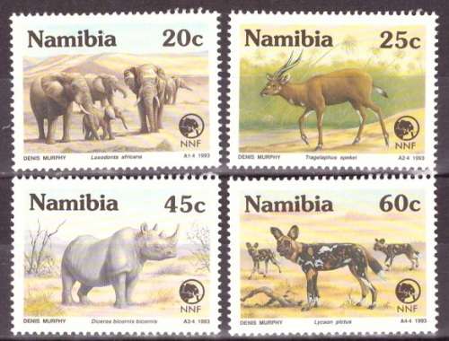 NAMIBIA 1993 RARE AND ENDANGERED ANIMALS SACC 69-72 UMM SET