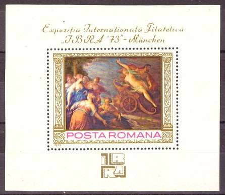 ROMANIA  1973 International Stamp Exhibition `IBRA `73` - Munich UMM MINI SHEET