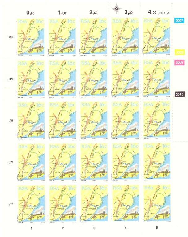 RSA 1988 ANNIV. OF GREAT TREK UMM PART SET OF FULL SHEETS SACC 687,8,90