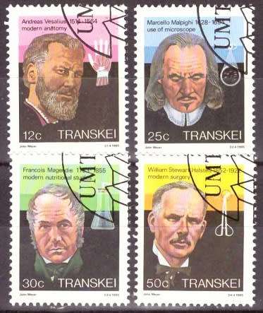 TRANSKEI 1985 HEROES OF MEDICINE CTO SET SACC 177-180