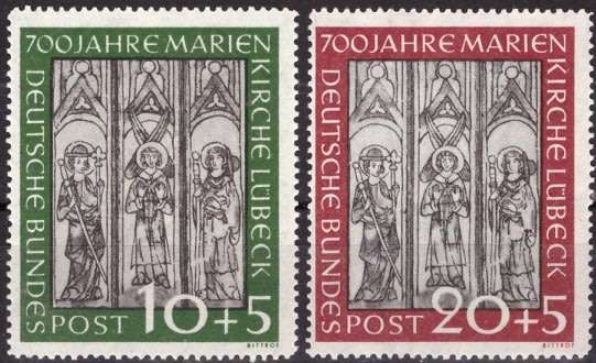 GERMANY  1951 The 700th Anniversary of the Lbeck Marie Church MNH SET CV R4860