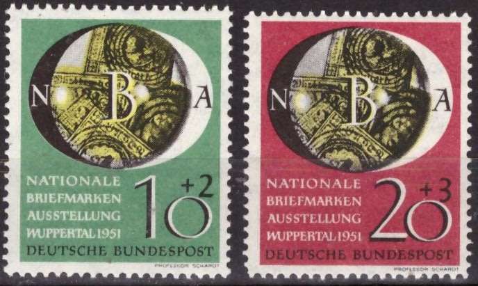 GERMANY  1951 The Wuppertal Stamp Exhibition MNH SET CV R2160