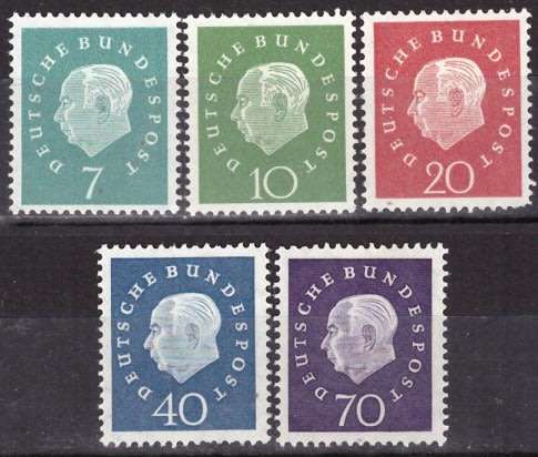 GERMANY 1959 Professor Dr. Th. Heuss UMM SET CV R414 SG1219-23