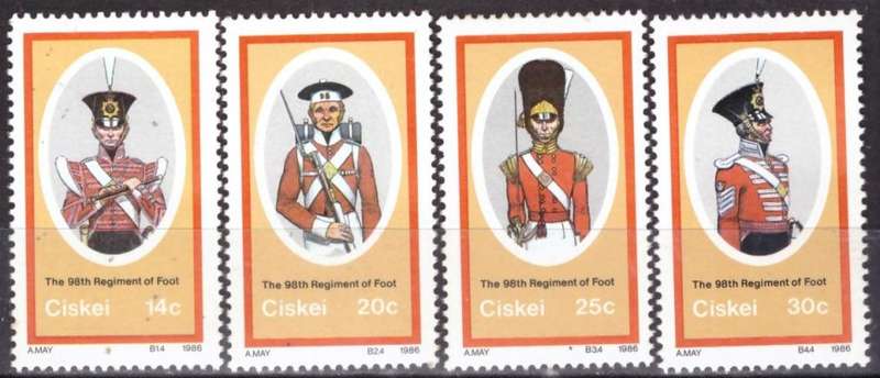 CISKEI 1986 Military Uniforms of the 98th Foot Regiment UMM SET