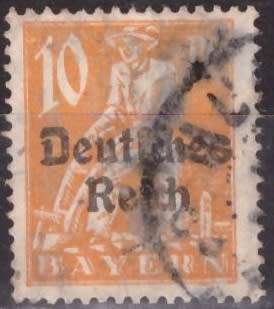 GERMAN REICH 1920 Postage Stamps from Bayern Overprinted `Deutsches Reich` ULH CV R52.80 SG 118