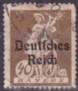 GERMAN REICH 1920 Postage Stamps from Bayern Overprinted `Deutsches Reich` ULH CV R52.80 SG 122