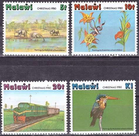 MALAWI 1980 Christmas - Children`s Paintings UMM SET CV R60.80 SC 374-77