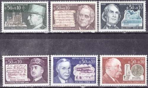 FRANCE 1971 Famous Frenchmen UMM SET CV R107.10 SG 1913-18