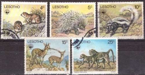 LESOTHO 1977 Worldwide Nature Protection - Endangered Animal Species UNH CV R159.60 SG 329-33