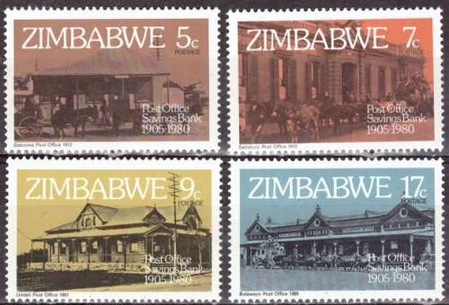ZIMBABWE 1980 The 75th Anniversary of Post Office Savings Bank UMM CV R11.55 SG 597-600
