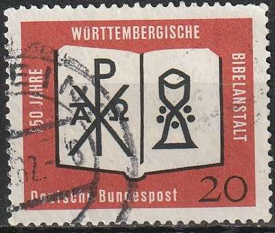 GERMANY 1962 The 150th Anniversary of Württemberg Bible Publisher ULH CV R15-75 SG 1296