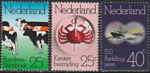 NETHERLANDS 1974 National Anniversaries UMM CV R293 SG1193-95