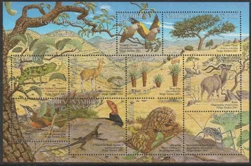 NAMIBIA 2001 Flora and Fauna from the Central Highlands UMM SHEET CV R120
