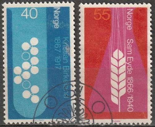 NORWAY 1966 The 100th Anniversary of the Birth of Kristian Birkeland and Sam Eyd UNH CV R88 SG 598-9