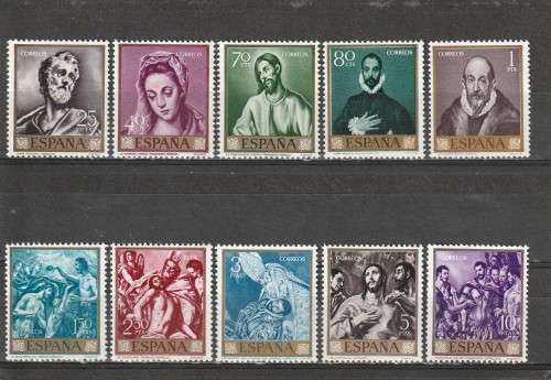 SPAIN 1961 Paintings by Dominikos Theotokopulos, El Greco - Stamp Day MM CV R234 SG 1391-1400