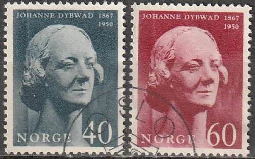 NORWAY 1967 The 100th anniversary of the birth of the actress Johanne Dybwad UNH CV R26 SG 606-7