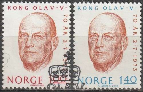 NORWAY 1973 The 70th Anniversary of the Birth of King Olav V UNH CV R40 SG 702-3 DISCOUNTED