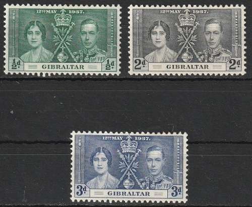 GIBRALTAR 1937 King George VI Coronation MM CV R126.50 SG 118-20