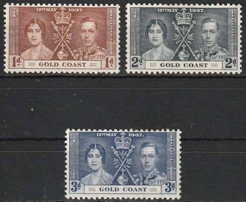 GOLD COAST 1937 King George VI Coronation MM CV R170.50 SG 117-9