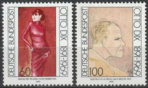 GERMANY 1991 The 100th Anniversary of the Birth of Otto Dix, Artist UMM CV R91.30 SG 2423/4