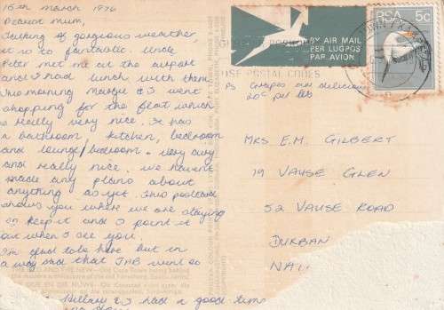 OLD USED, POST CARD SA