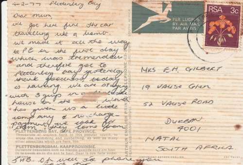 OLD USED, POST CARD SA