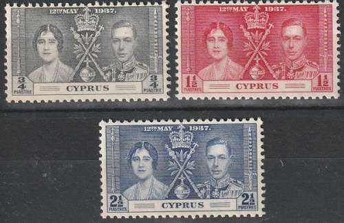CYPRUS 1937 Coronation of King George VI UMM CV R209 SG 148-150