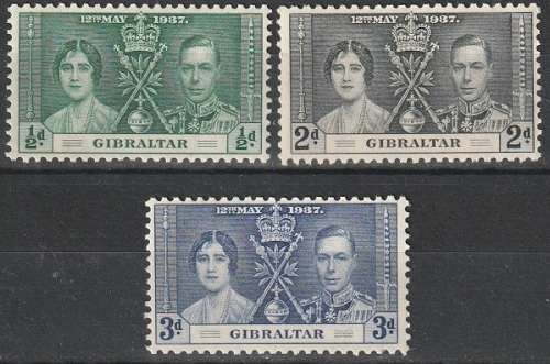 GIBRALTAR 1937 Coronation of King George VI UMM CV R126.50 SG 118-120