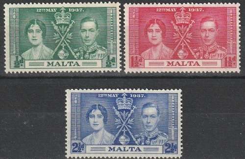 MALTA 1937 Coronation of King George VI UMM CV R68.20 SG 214-16