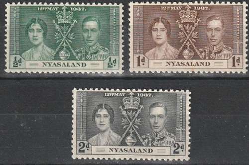 NYASALAND 1937 Coronation of King George VI UMM CV R28.60 SG 127-29
