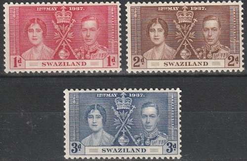 SWAZILAND 1937 Coronation of King George VI UMM CV R33 SG 25-27